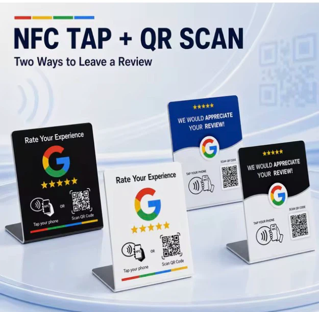 Google Review NFC and QR Code Display Stand
