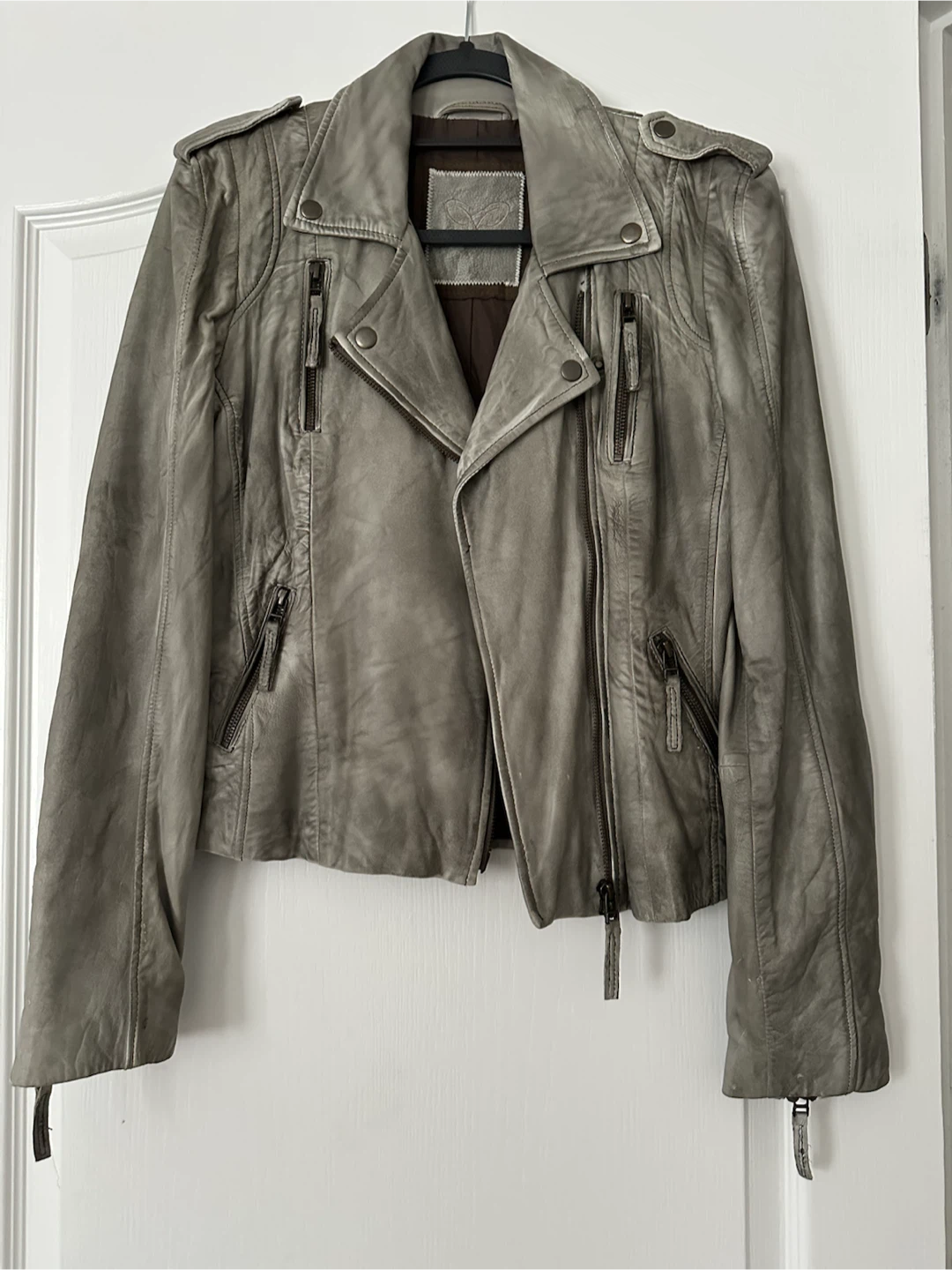 BKE Gray Leather Moto Jacket