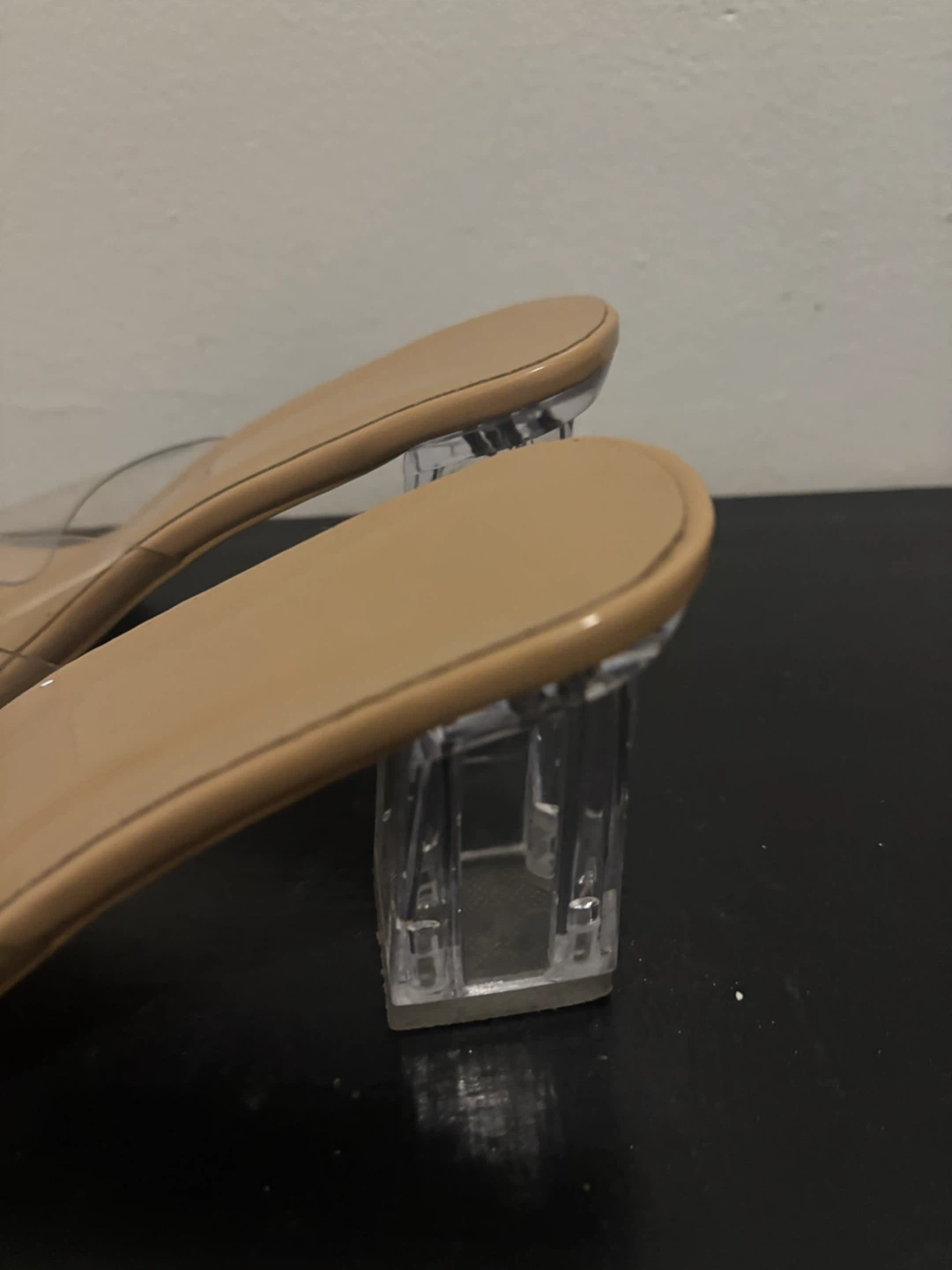 Clear Block Heel Mules, Nude - photo 2