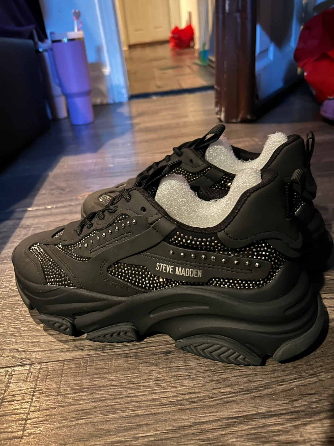 Steve Madden Black Rhinestone Sneakers
