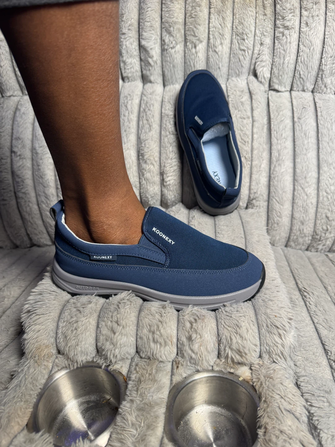 Koonexy Navy Blue Slip-On Outdoor Shoes
