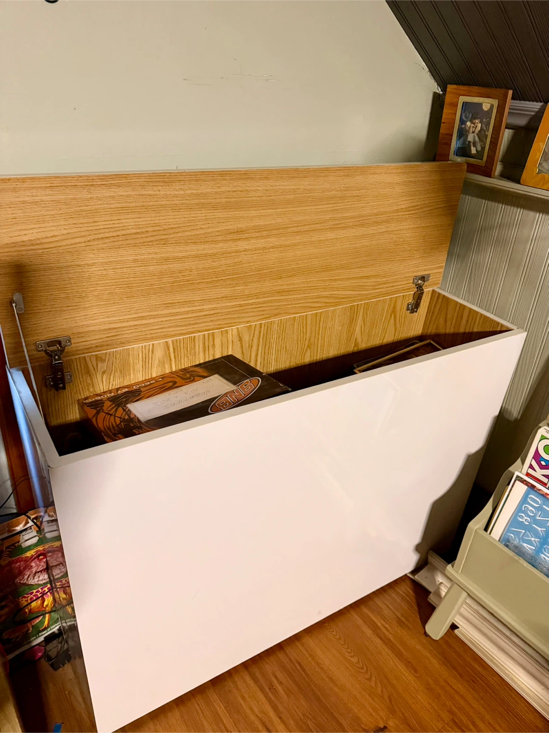 White Storage Head board with Hinged Lid - photo 2