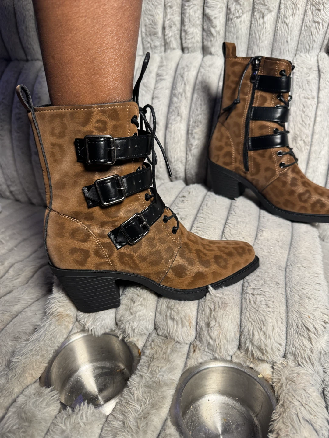 Leopard Print Buckle Ankle Boots - photo 2