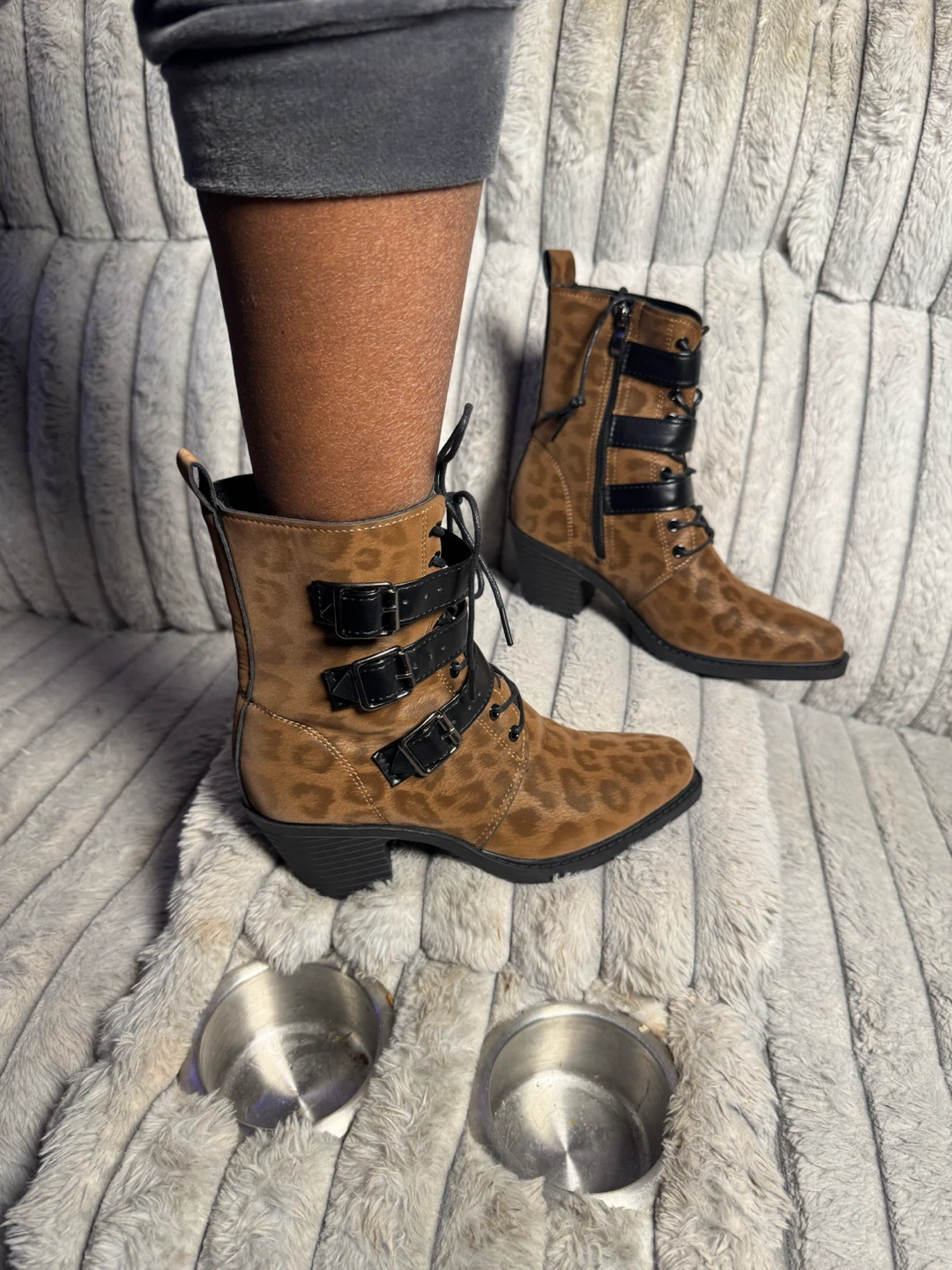 Leopard Print Buckle Ankle Boots - photo 3