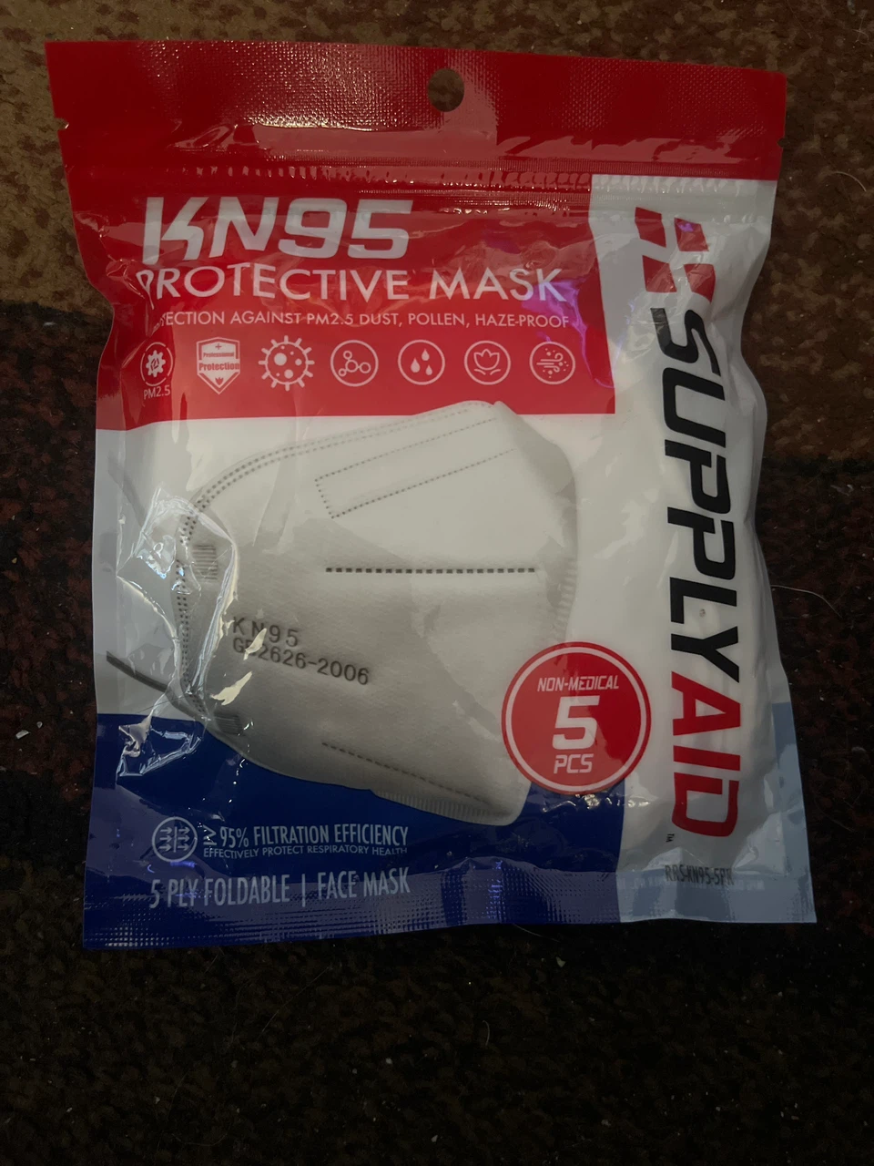 SupplyAid KN95 Protective Masks - 5 Pack