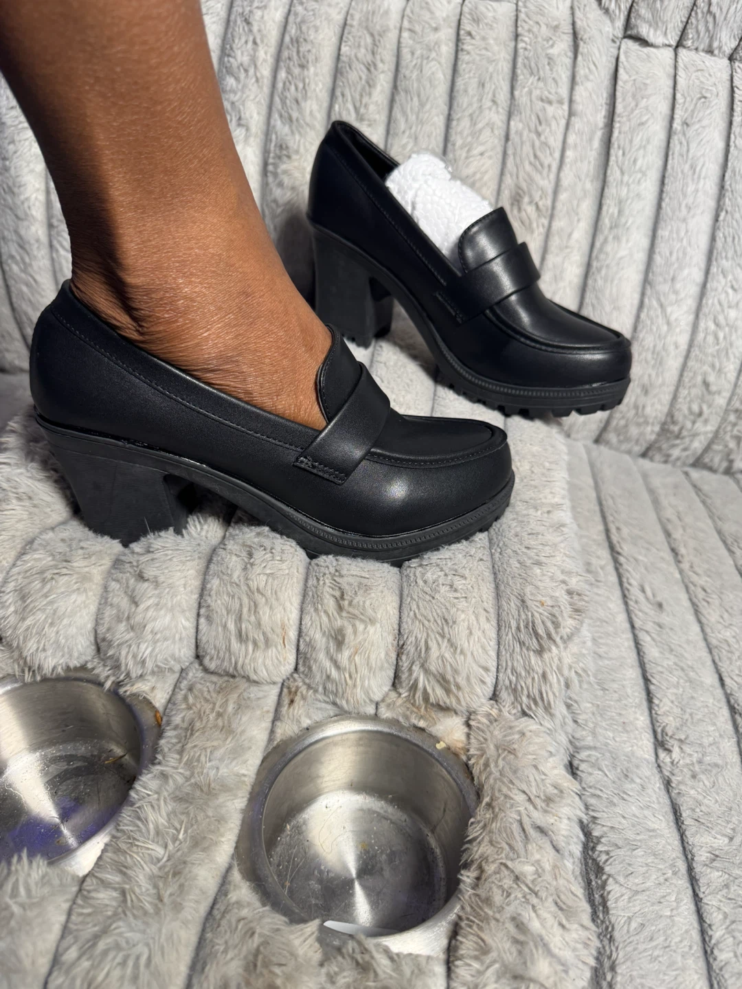 Black Block Heel Loafers