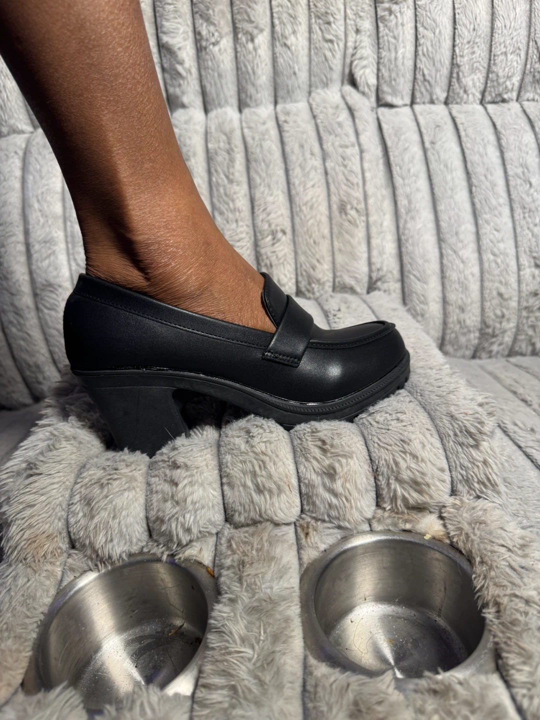 Black Block Heel Loafers - photo 2