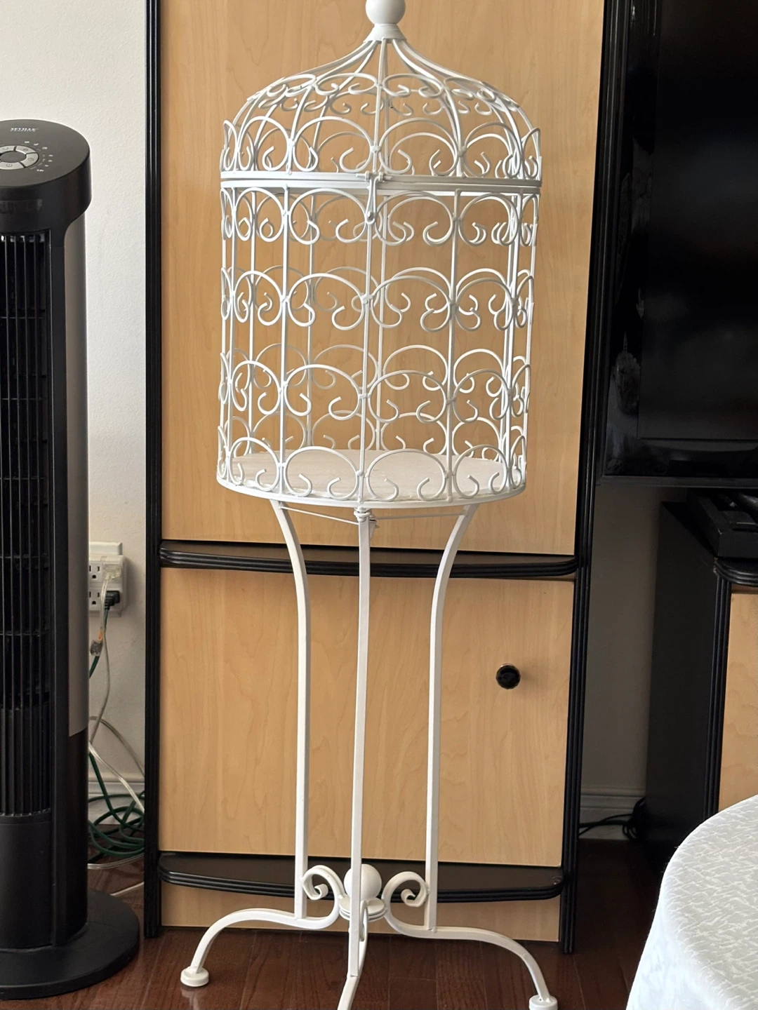White Metal Decorative Birdcage Stand - photo 2