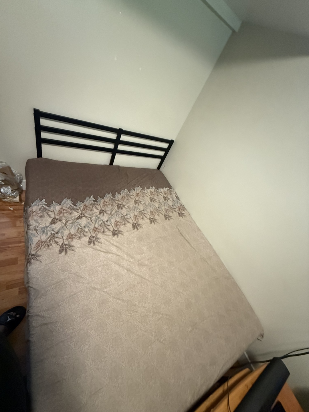 • Queen Size Metal Bed Frame + Bamboo Mattress - For Sale