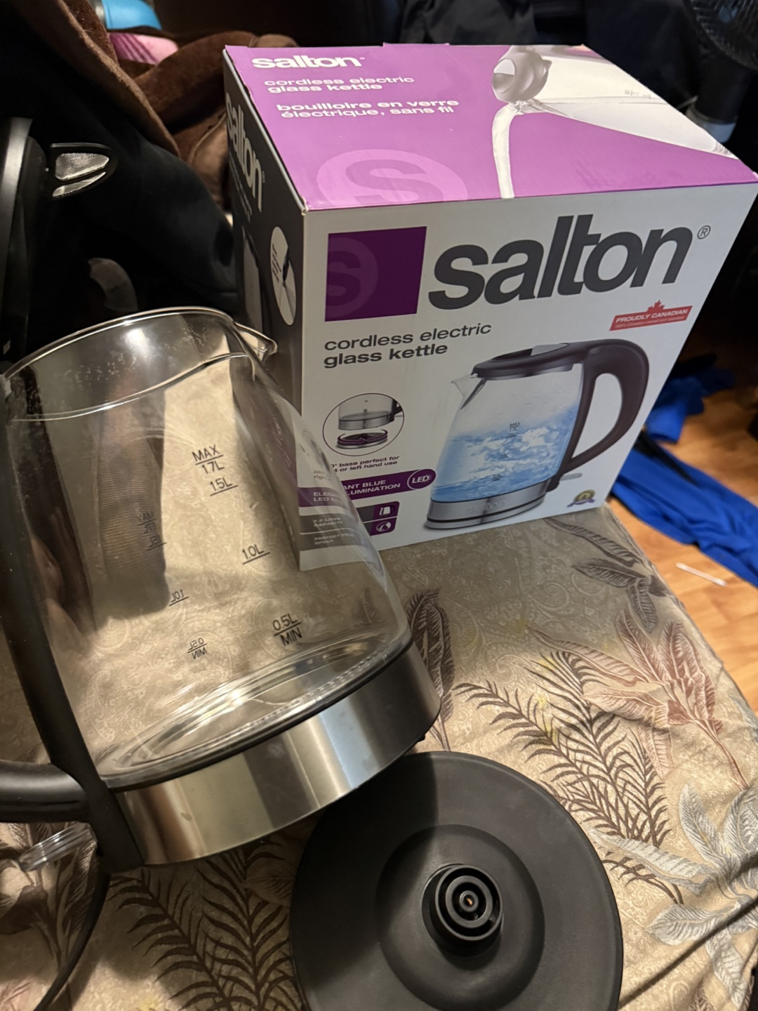 Salton Cordless Electric Glass Kettle 1.7L