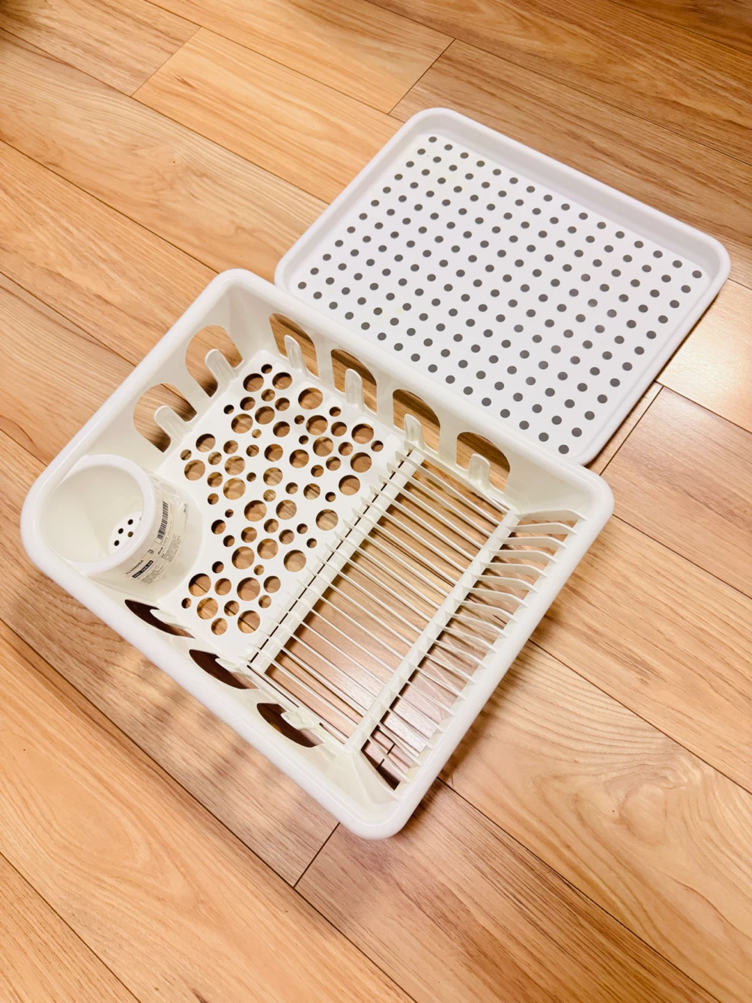 IKEA Dish Drying Rack and various dinnerware
