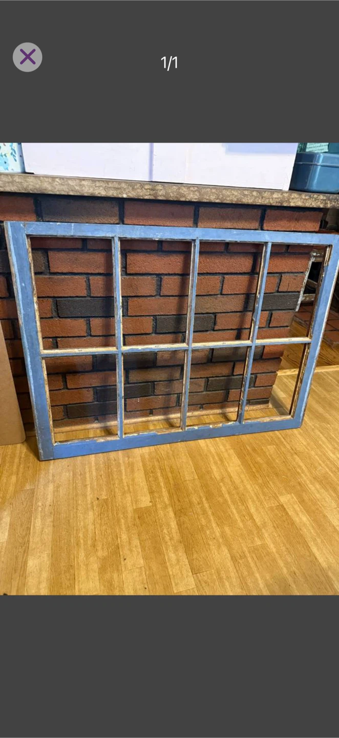 Large old window frame without glass