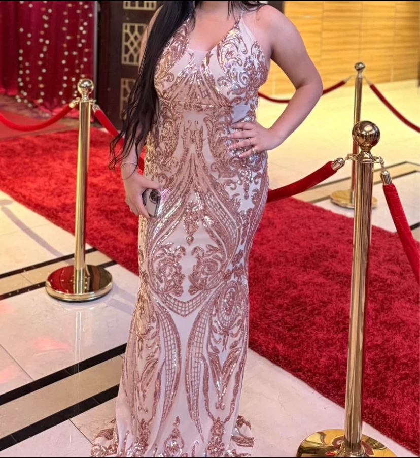 Fashion Nova Rose Gold Sequin Gown