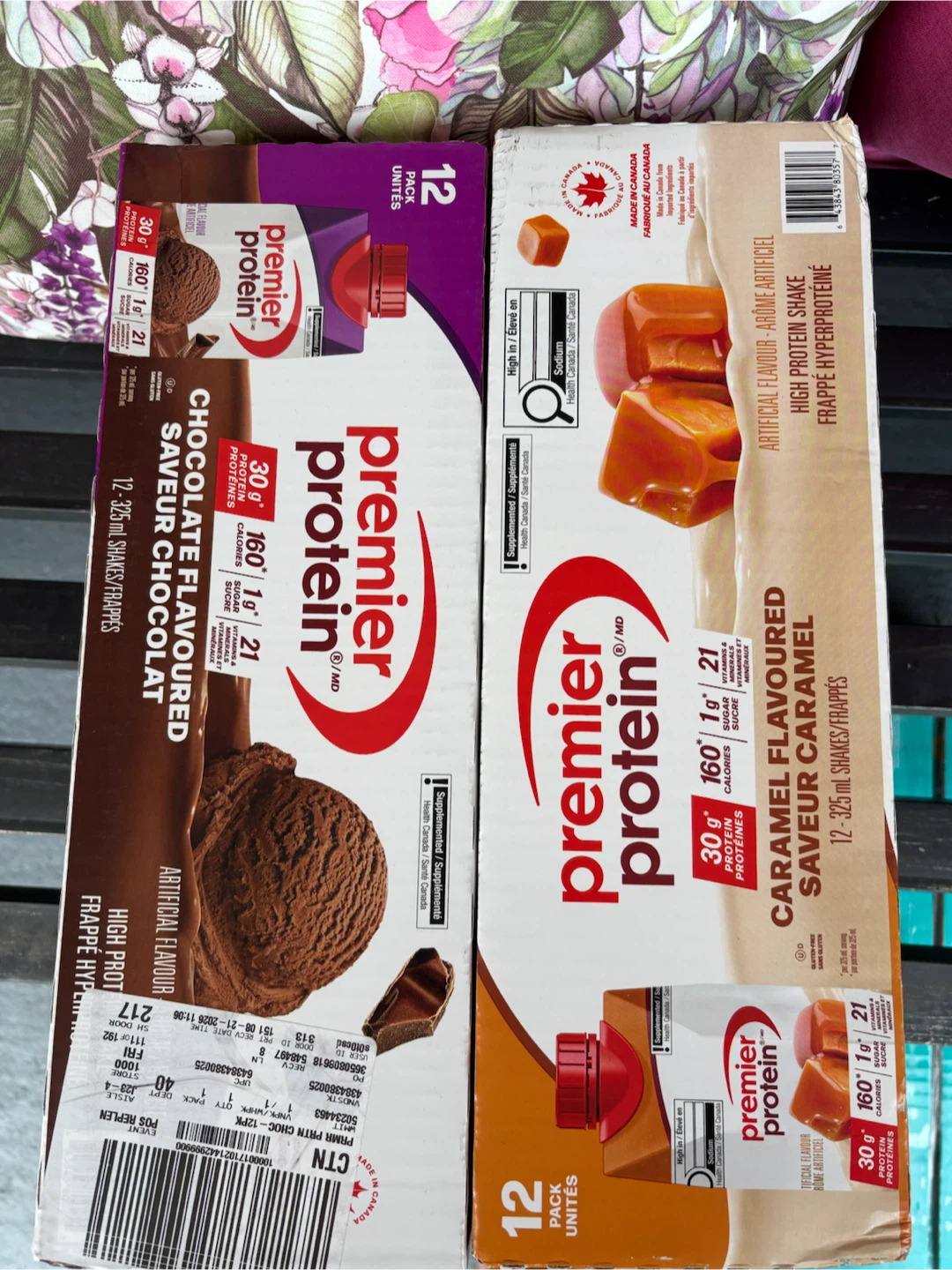 2 Premier Protein Shake Packs - Chocolate & Caramel