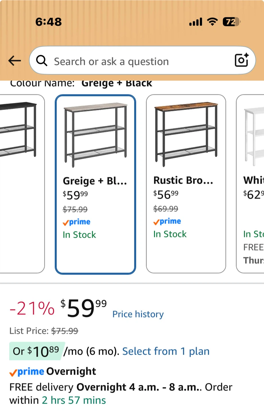 HOOBRO 3-Tier Narrow Console Table - Greige and Black - photo 2