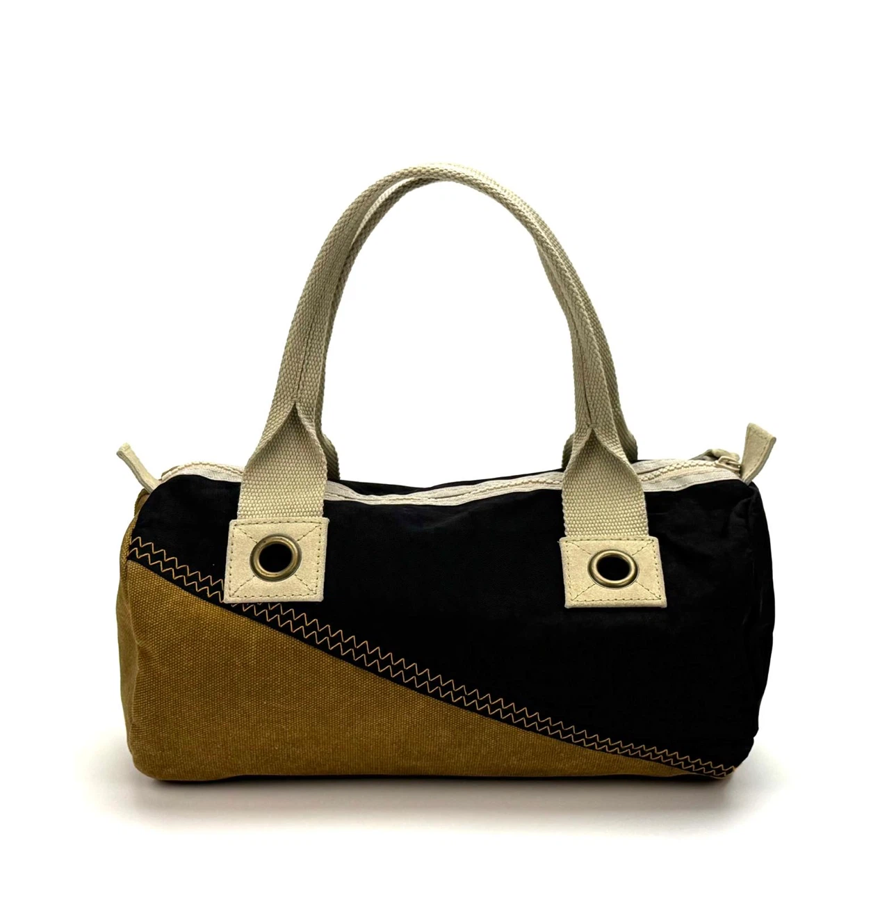 Canvas barrel handbag