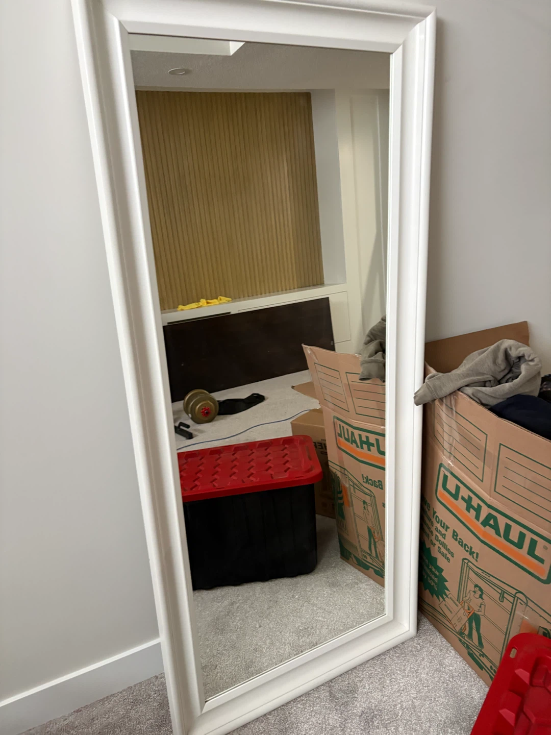 Full length white floor mirror