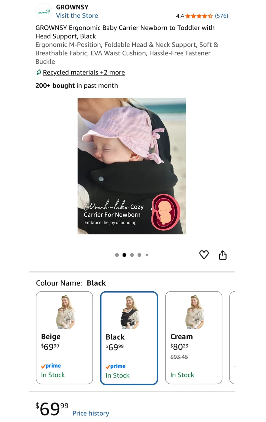 GROWNSY Ergonomic Baby Carrier - Black - photo 3