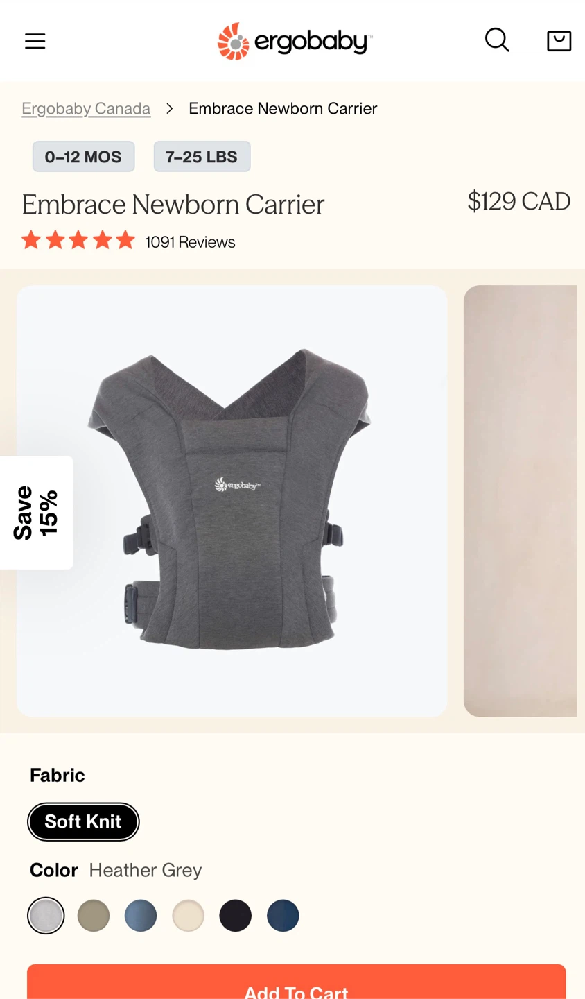 Ergobaby Embrace Newborn Carrier - photo 3