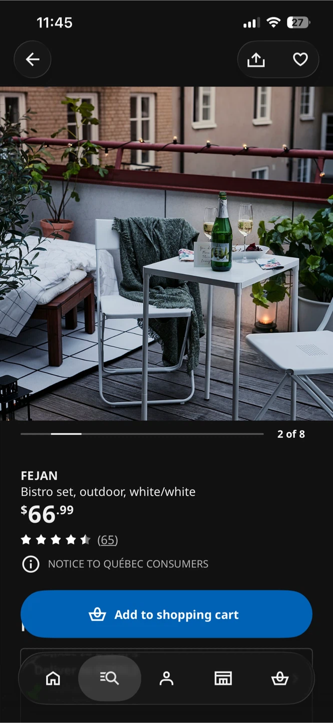 IKEA Fejan Table and Two Chairs Balcony Set - photo 3