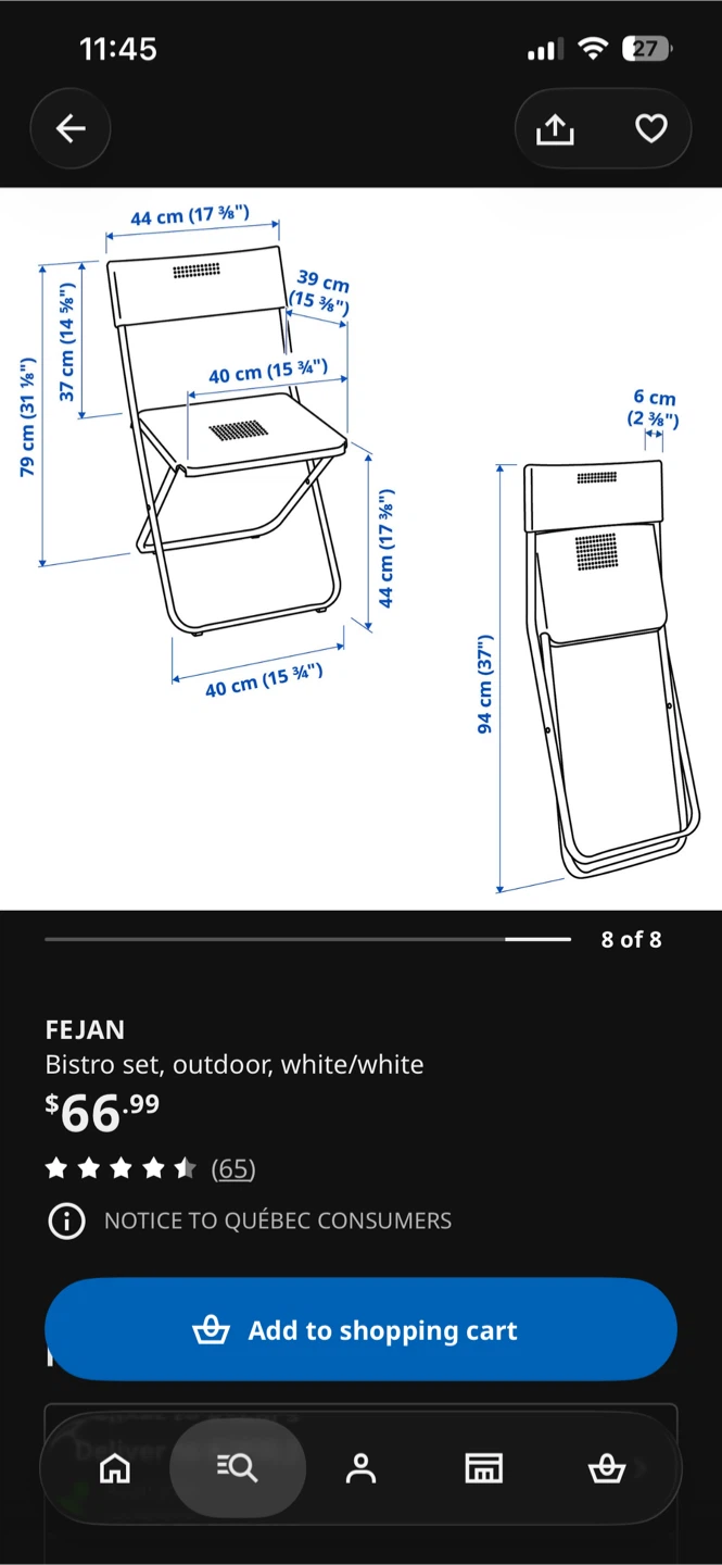 IKEA Fejan Table and Two Chairs Balcony Set - photo 4