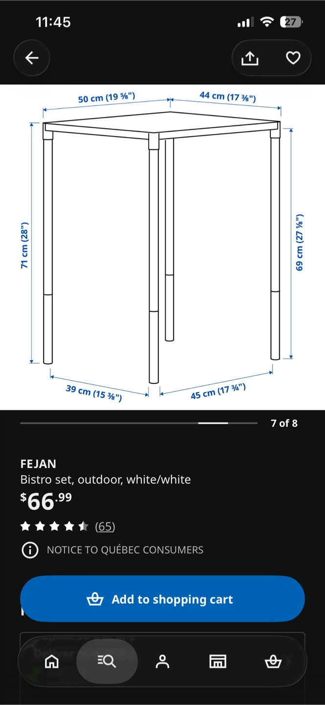 IKEA Fejan Table and Two Chairs Balcony Set - photo 5