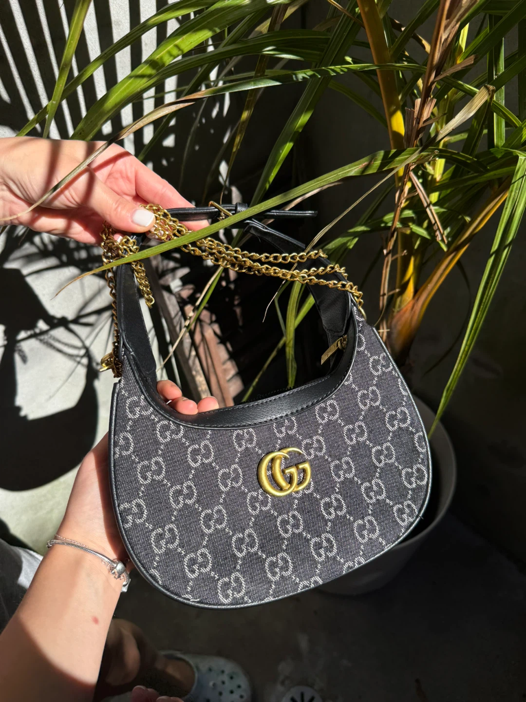 Gucci GG Denim Hobo Bag