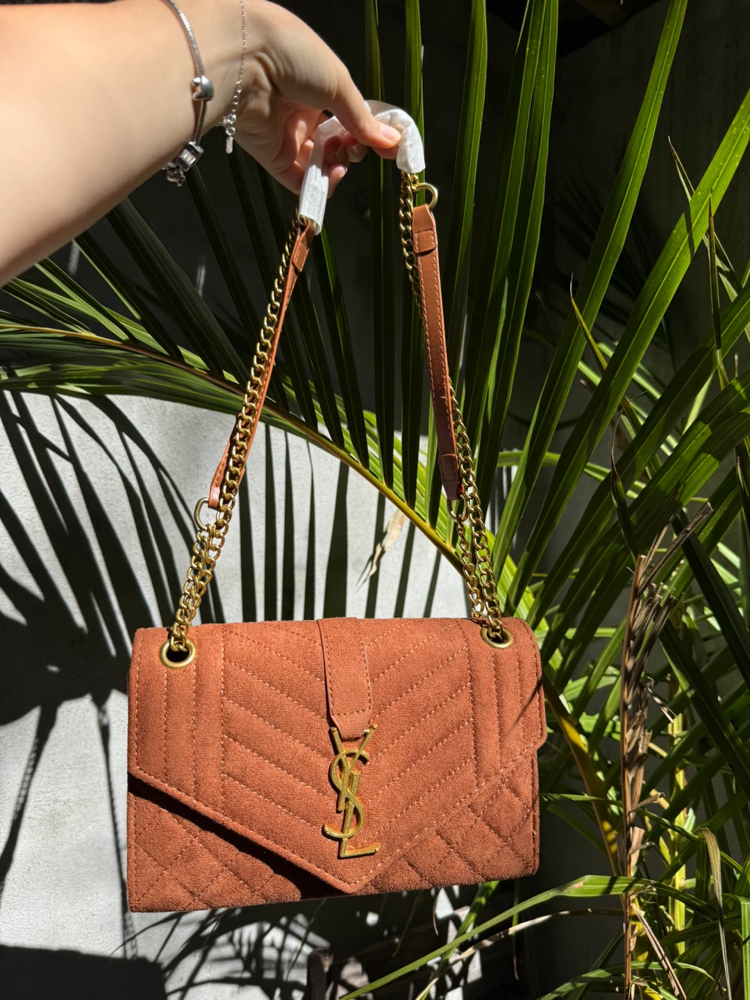 Yves Saint Laurent Brown Suede Chain Bag