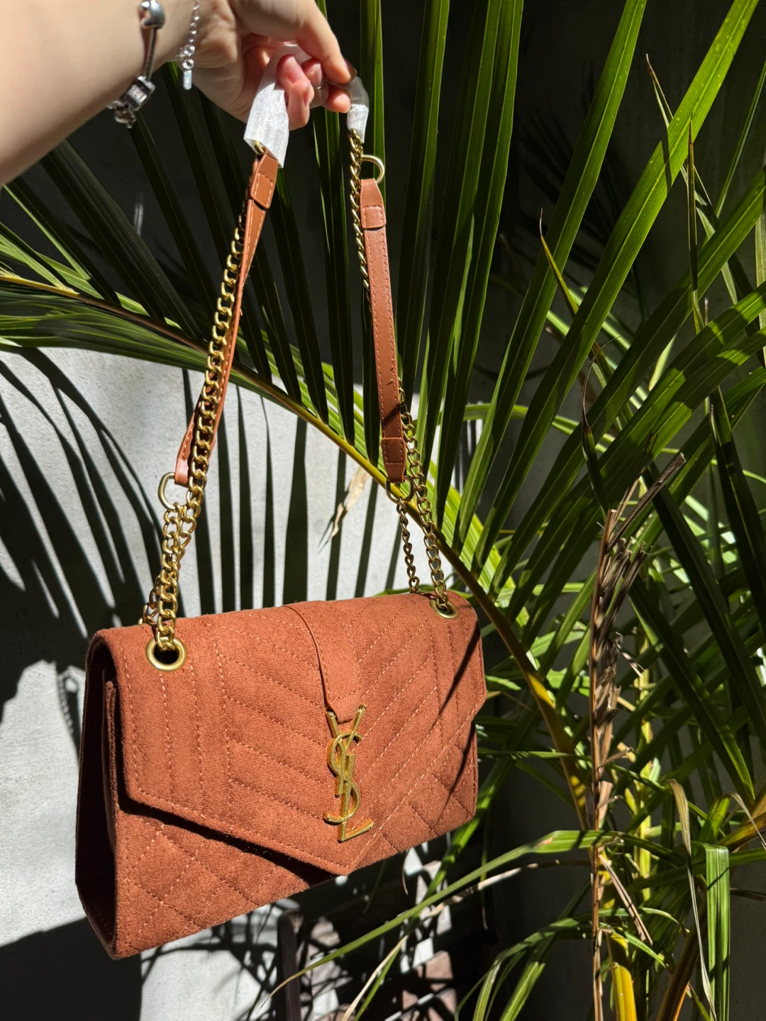 Yves Saint Laurent Brown Suede Chain Bag - photo 2