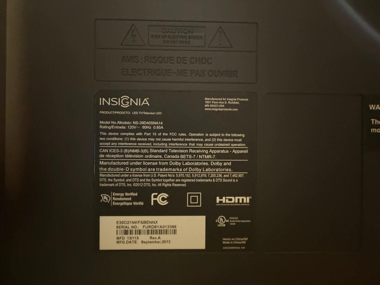 Insignia 39-inch LED TV - photo 3