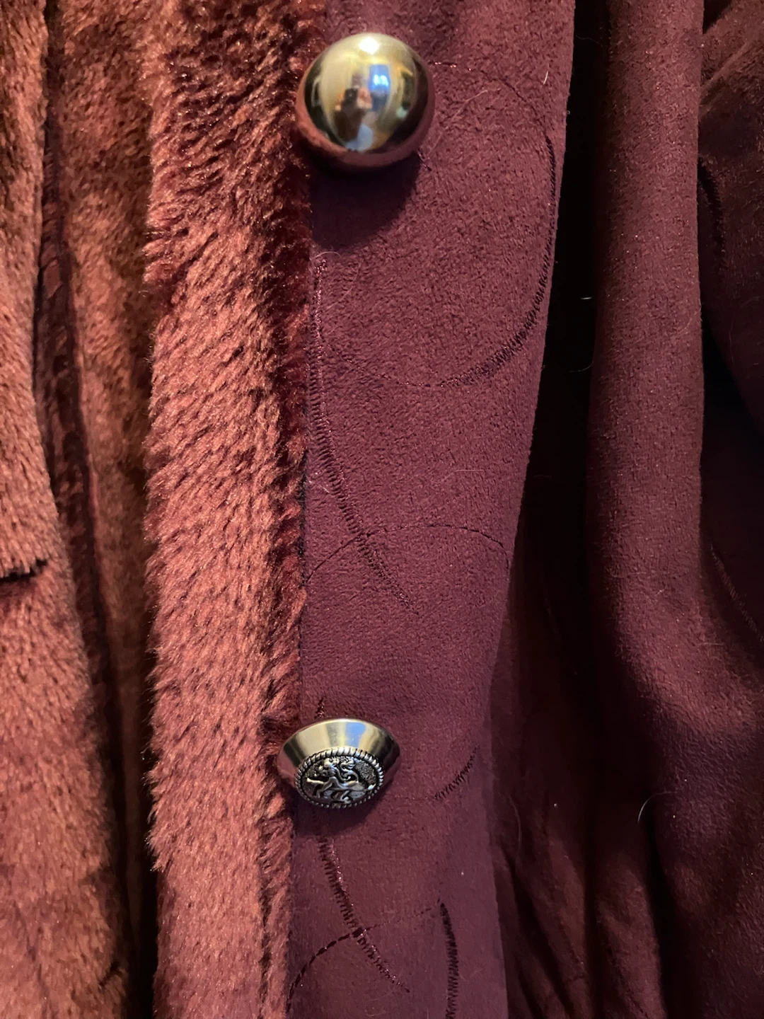 Burgundy Faux Fur Trimmed Coat - photo 3