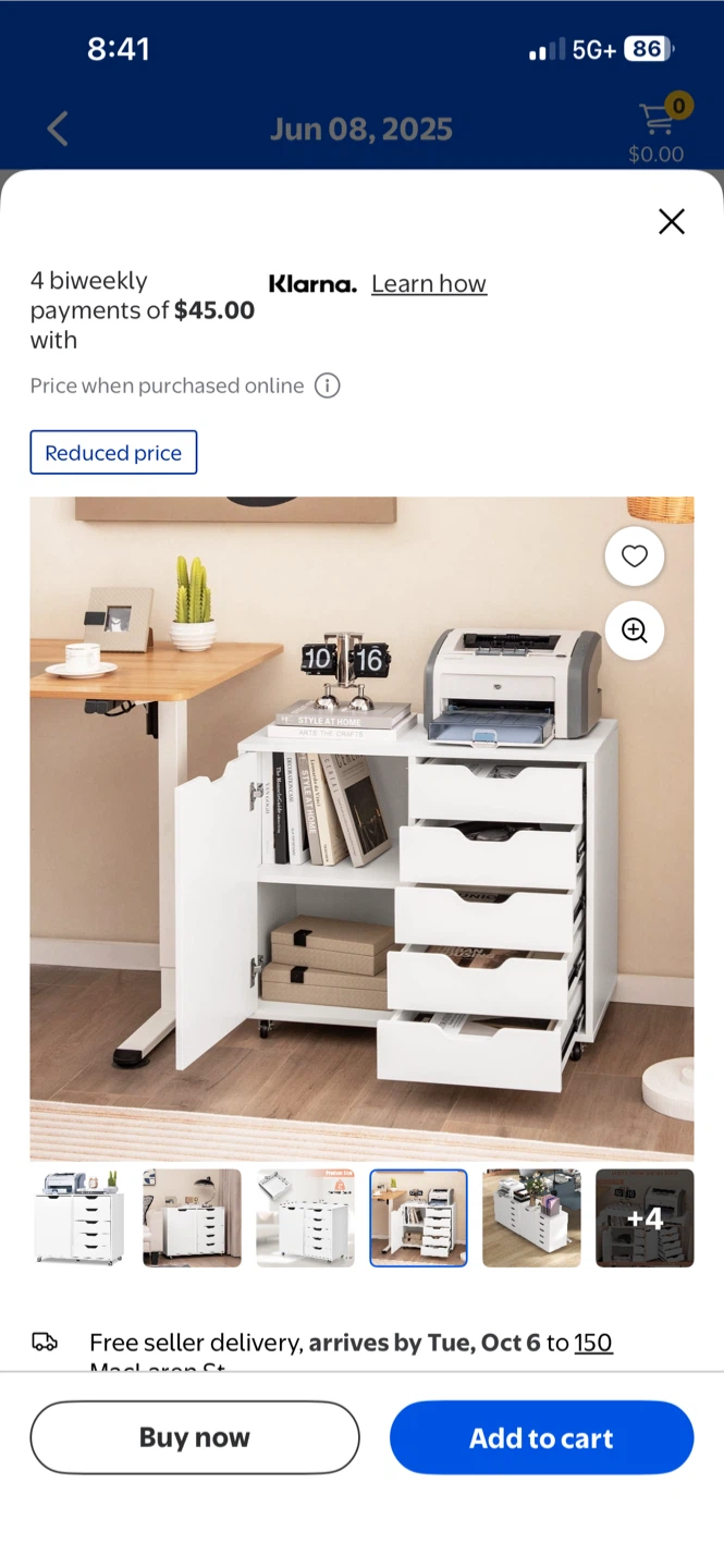 Unassembled Costway 5-Drawer Rolling Storage Cabinet - photo 3