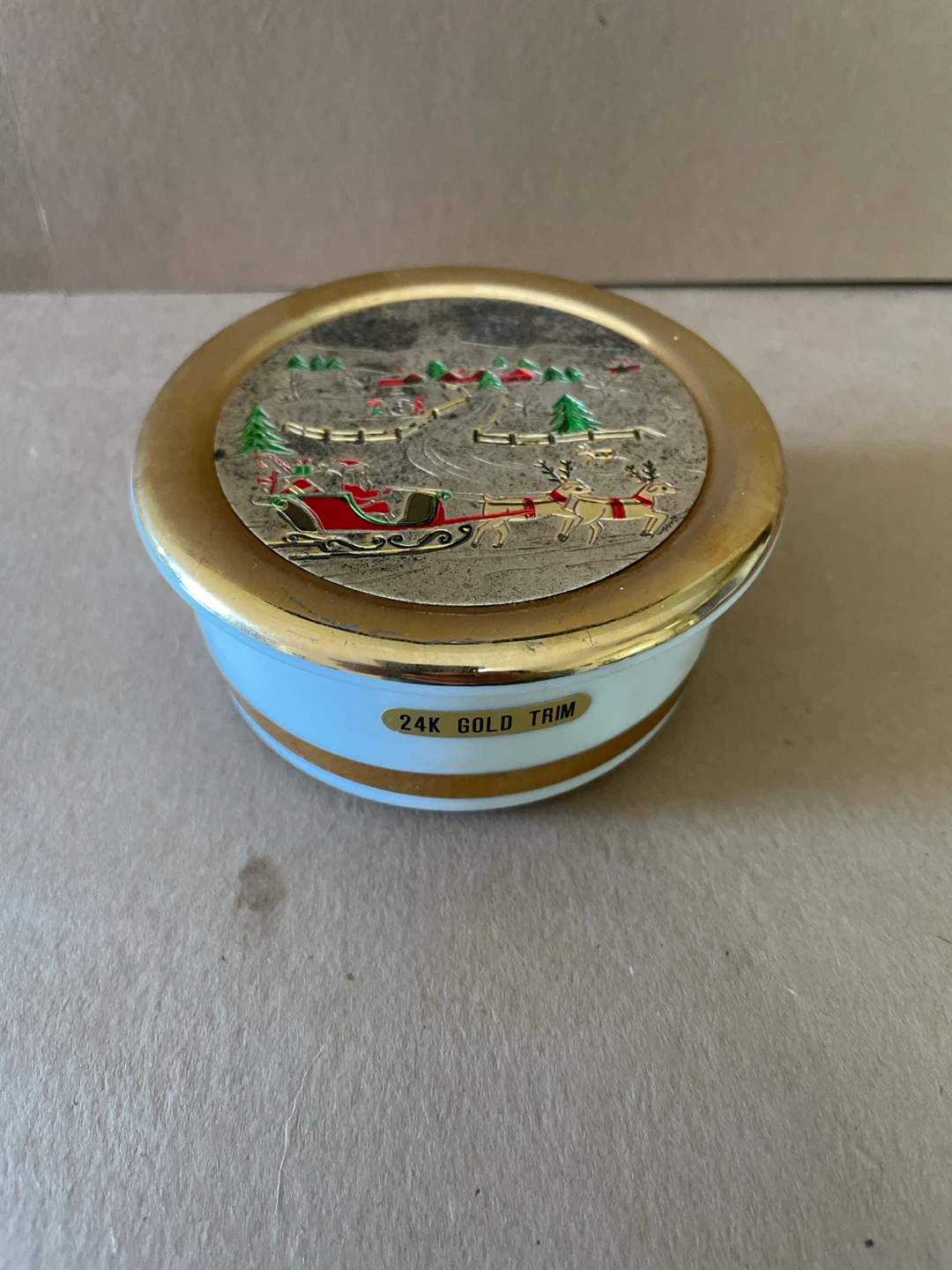 Chokin Art 24K Gold Trim Lidded Dish