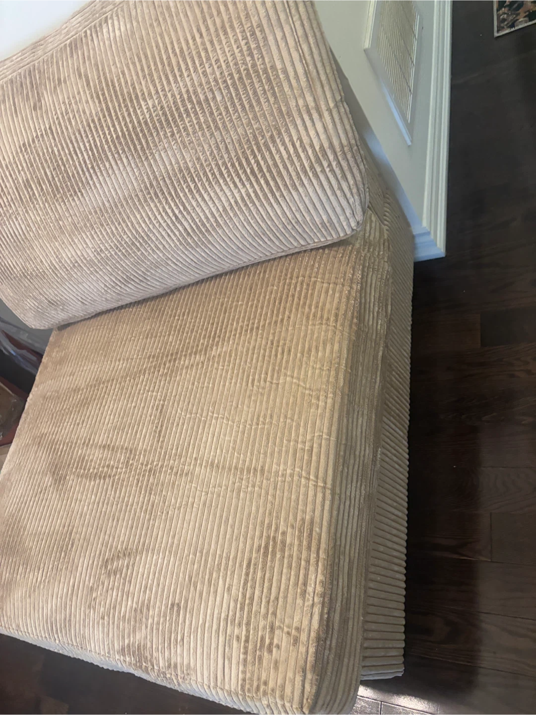 Beige Corduroy Armless Chair