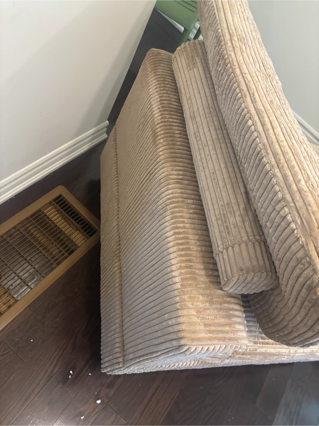 Beige Corduroy Armless Chair - photo 2