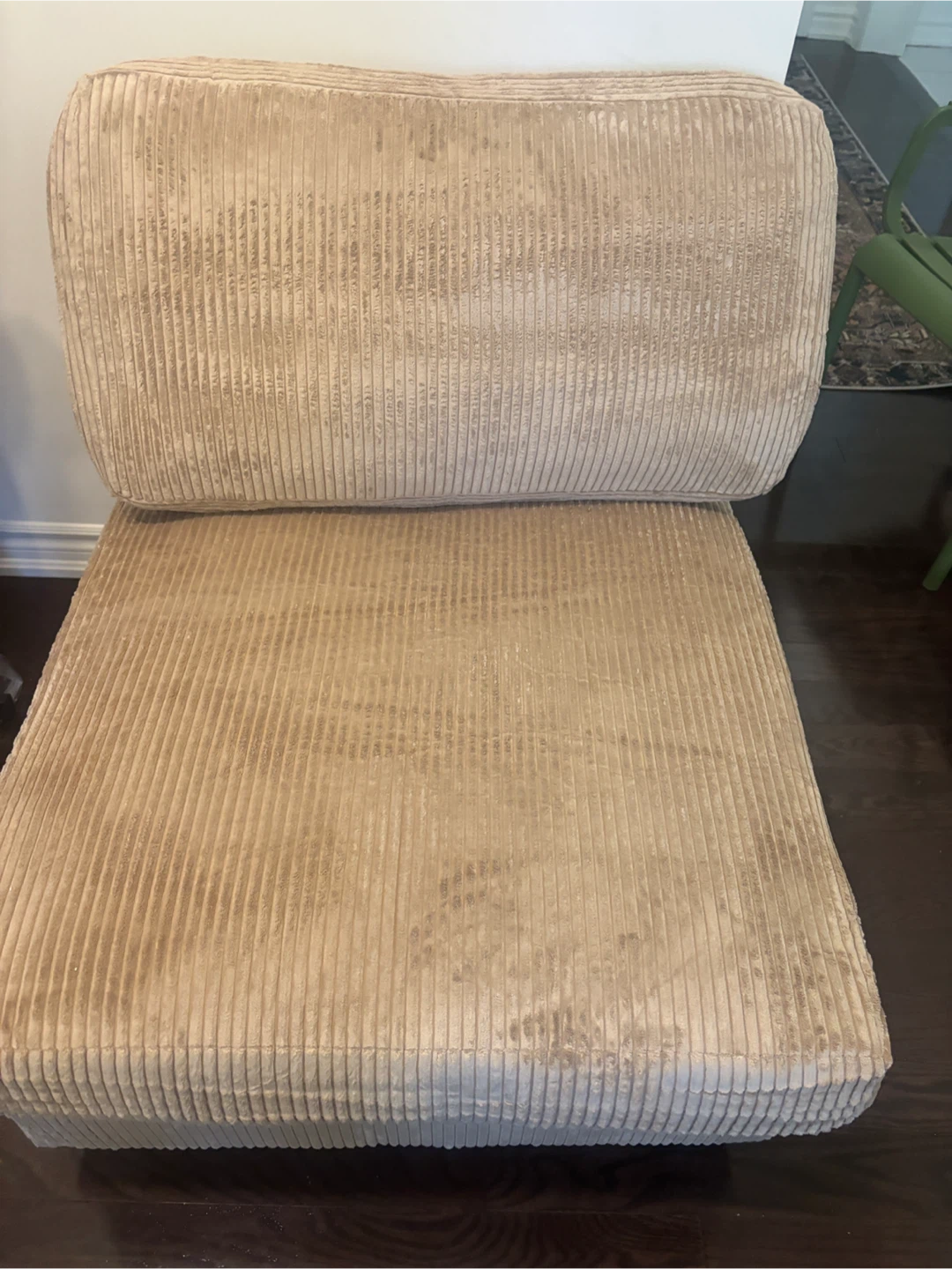 Beige Corduroy Armless Chair - photo 3