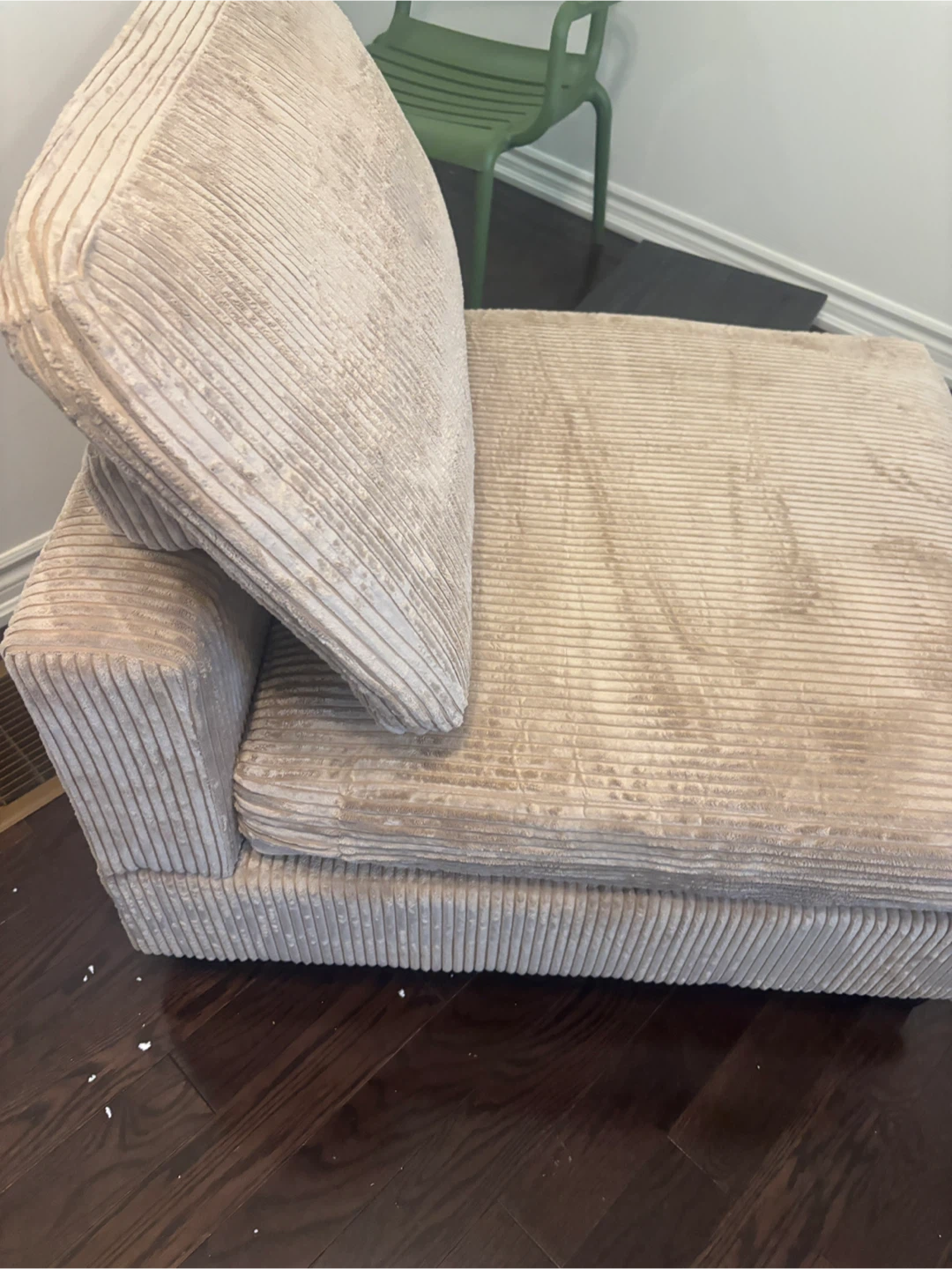 Beige Corduroy Armless Chair - photo 4