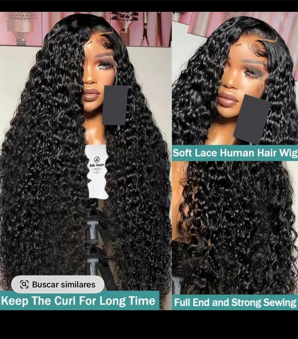Bulls-Geogre Long Curly Lace Front Human Hair Wig - photo 5