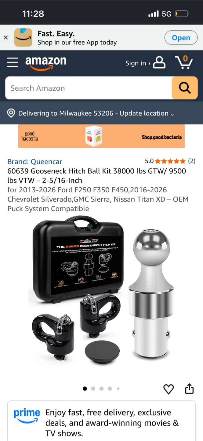 Queencar 60639 Gooseneck Hitch Ball Kit