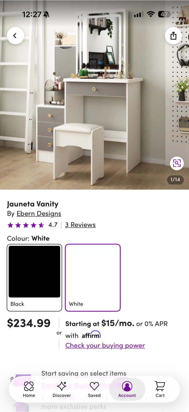 Ebern Designs Jauneta Vanity with LED Mirror