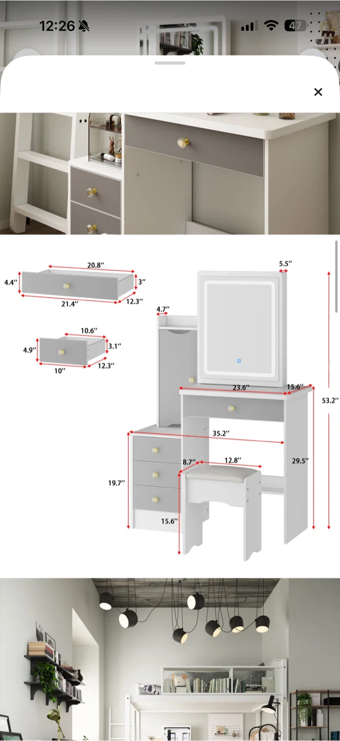 Ebern Designs Jauneta Vanity with LED Mirror - photo 3