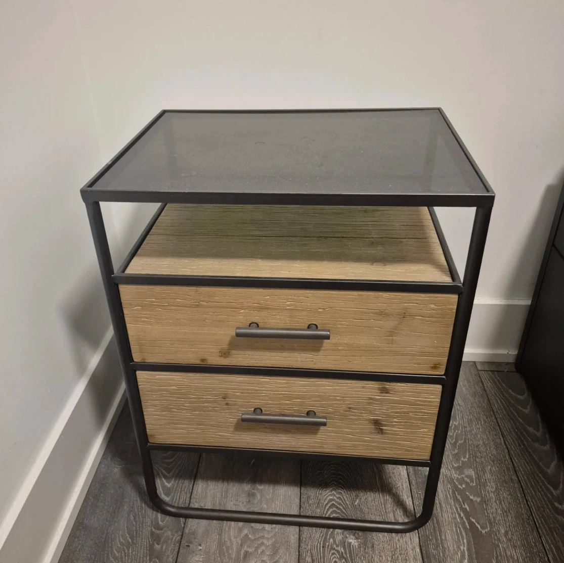 Structube Industrial Style Nightstand with Two Drawers