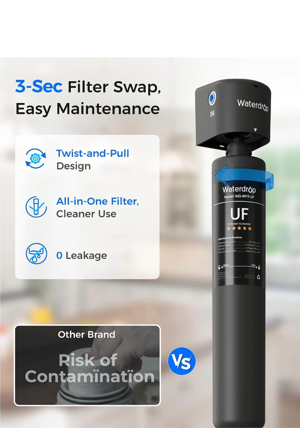 Waterdrop WD-17UA-UF Under Sink Water Filter System - photo 2