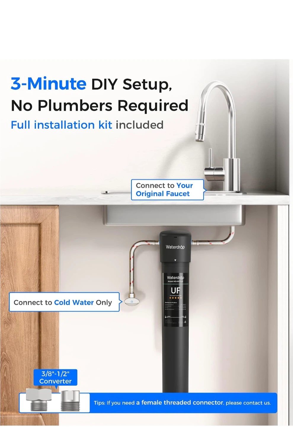 Waterdrop WD-17UA-UF Under Sink Water Filter System - photo 3