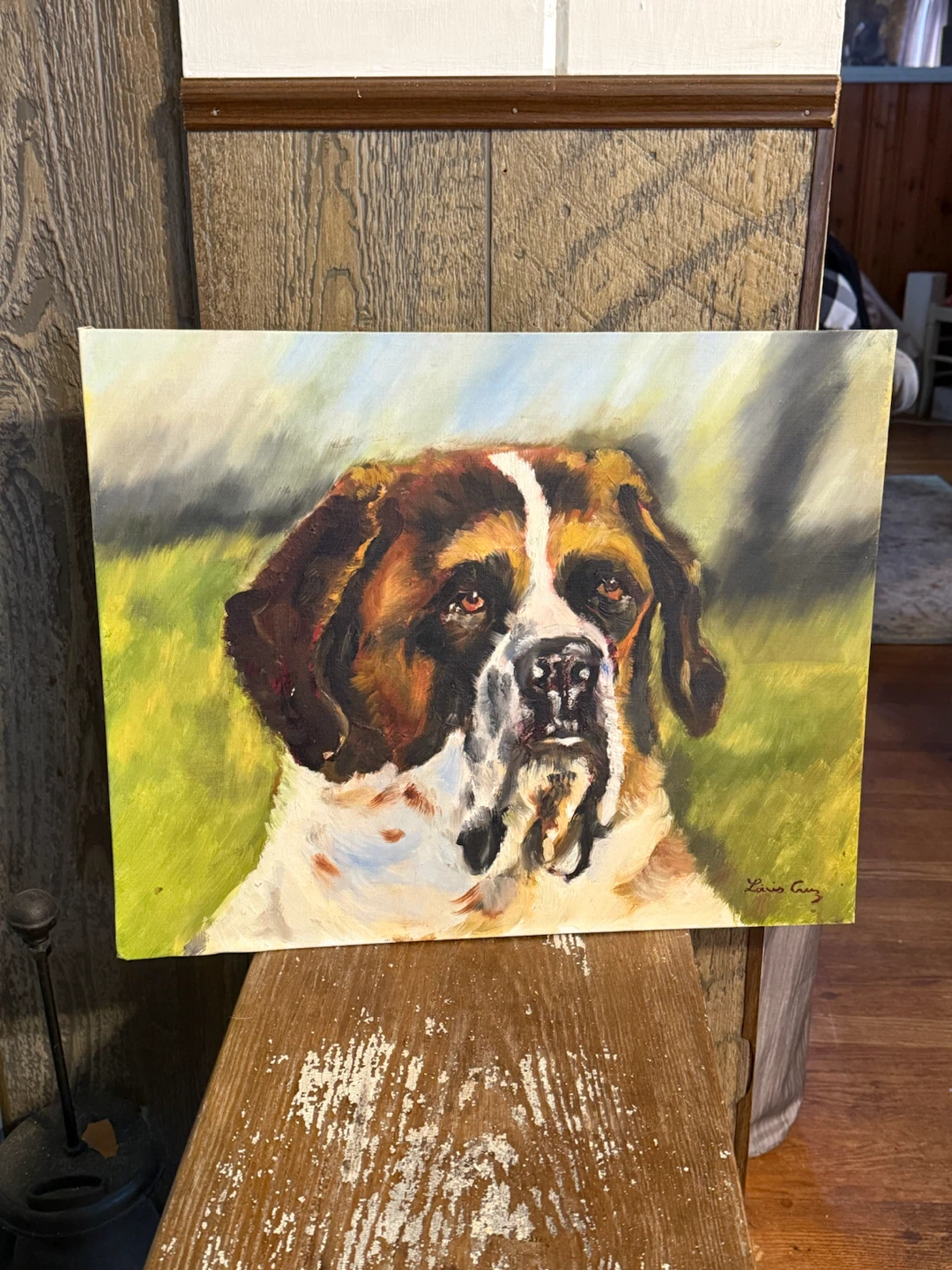 St Bernard oil painting on canvas board - photo 4