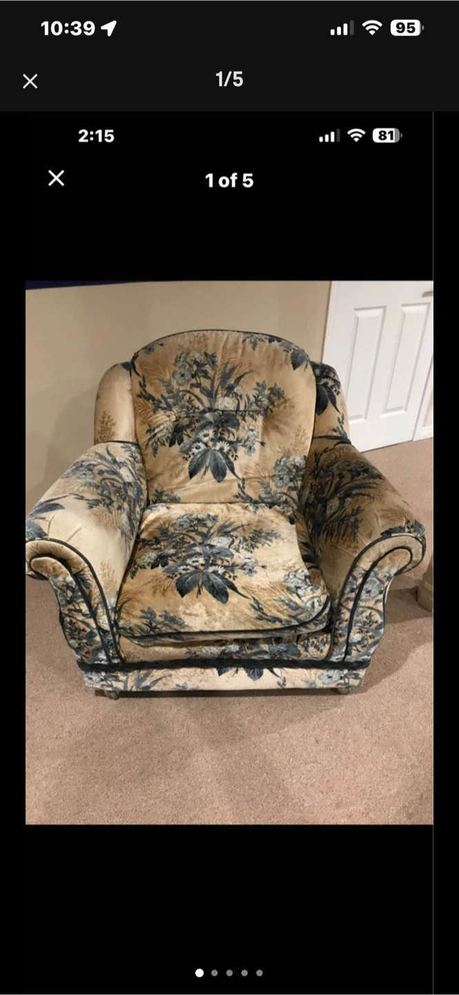 Floral pattern fabric armchair