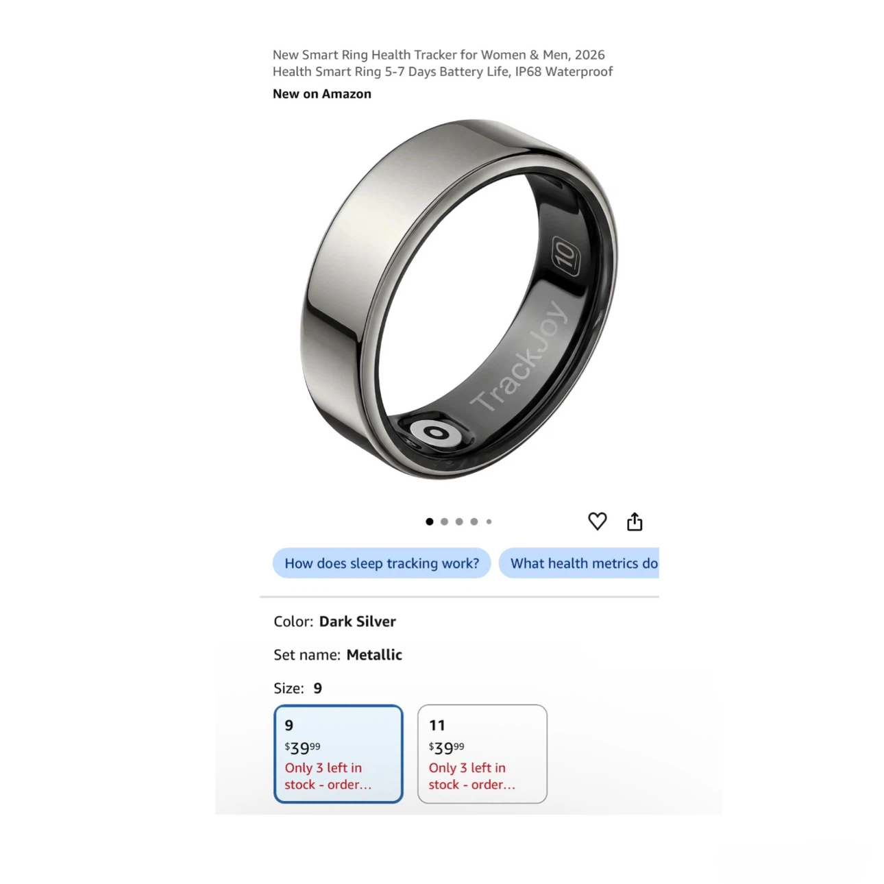 Brand new Smart Ring Health Tracker for Women & Men