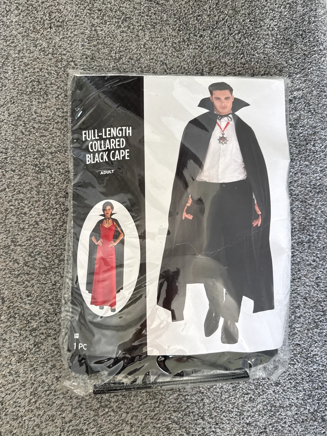 Hallowen costume -Full-Length Collared Black Cape