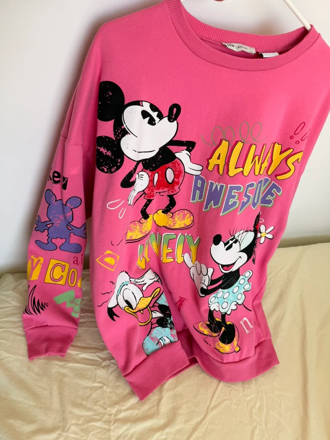 LCW Casual Mickey Mouse Pink Sweatshirt