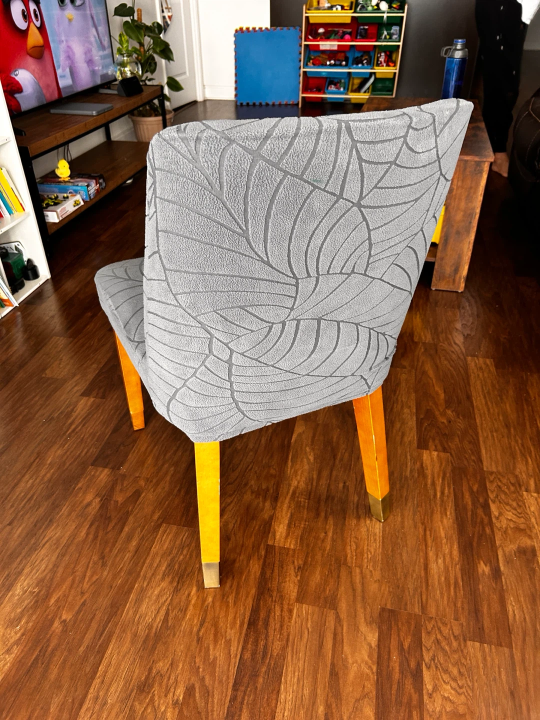 Grey patterned fabric dining chair - photo 2